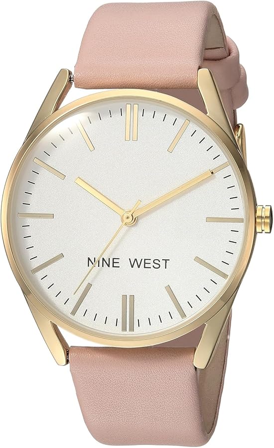 NW /1994WTPK Nine West Watch Gold Tone and Pastel Pink Strap A RAY OF